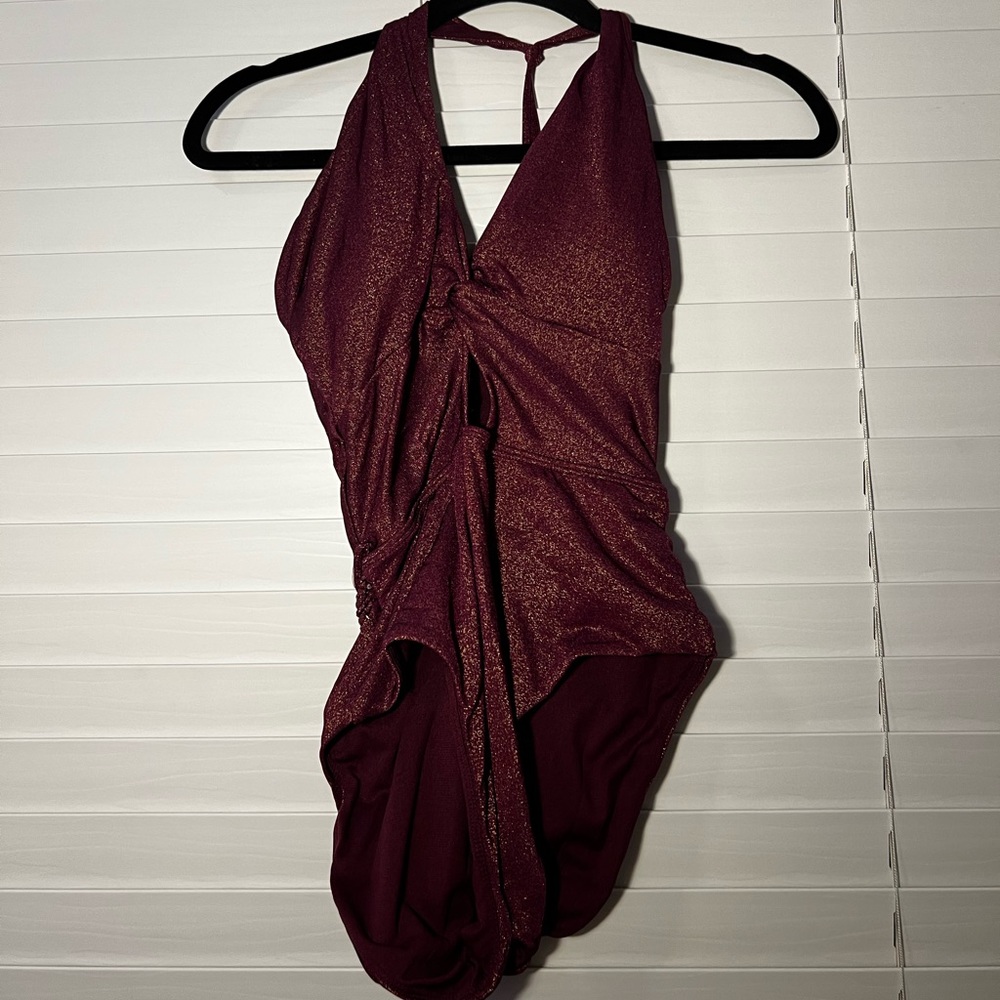 purple sparkle one piece swimsuit